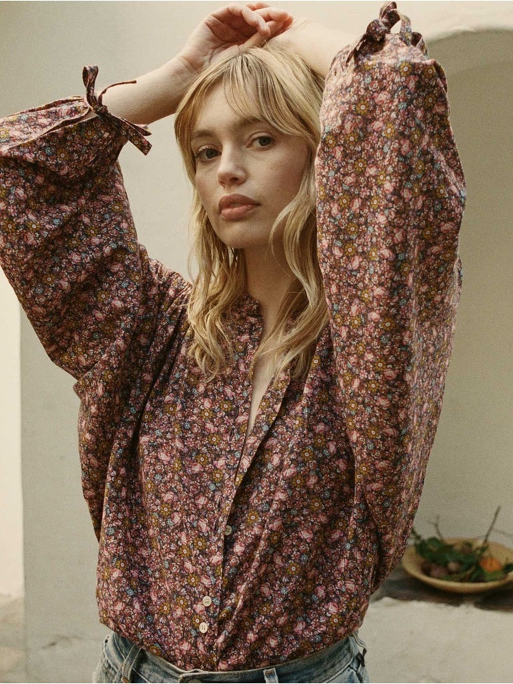 Doen O’Keefe blouse blue laurel canyon rose xl